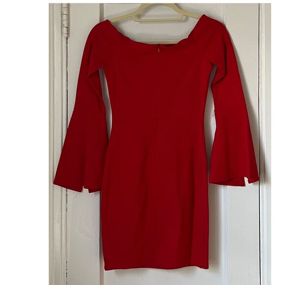 lulus Dress Woman's size XS Marseille Off-the-Shoulder Long Sleeve Bodycon Red - Picture 7 of 11